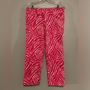 Lilly Pulitzer hot pink zebra print crop work pants size 6 EUC